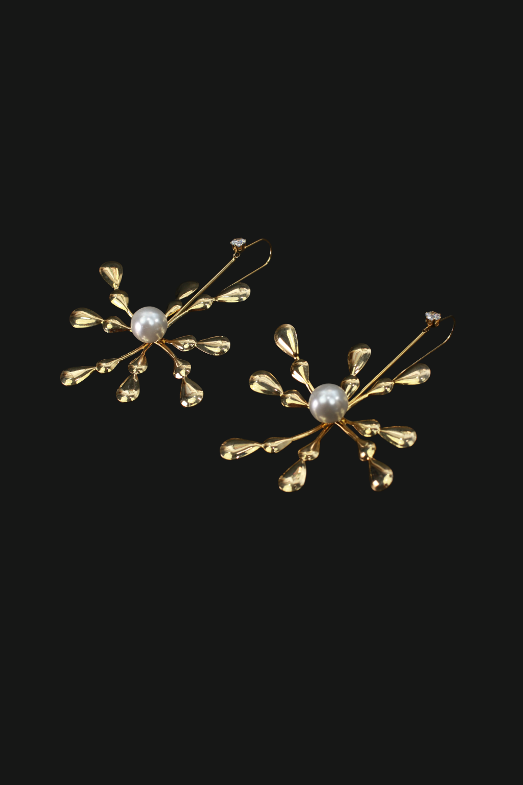 Golden Pearl Burst Statement Earrings | Anti-Tarnish Fashion Jewelry