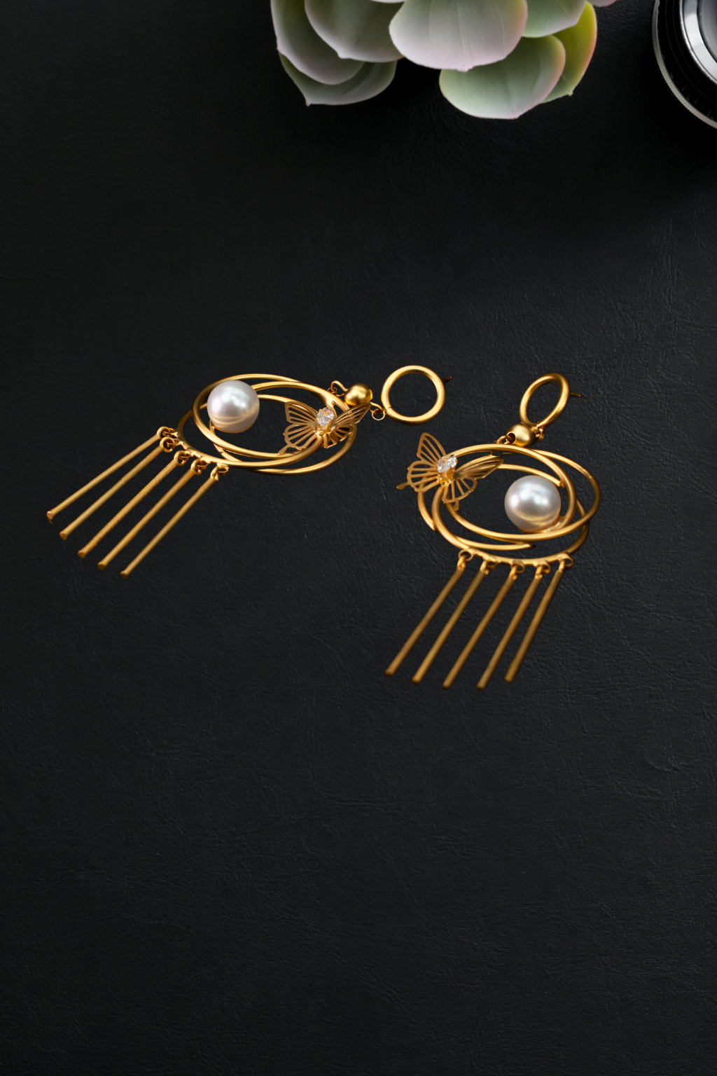 Pearl Hoop Butterfly Earrings – Statement Modern Design