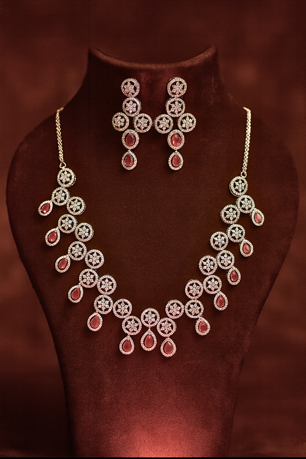 Royal Ruby Swirl Necklace Set