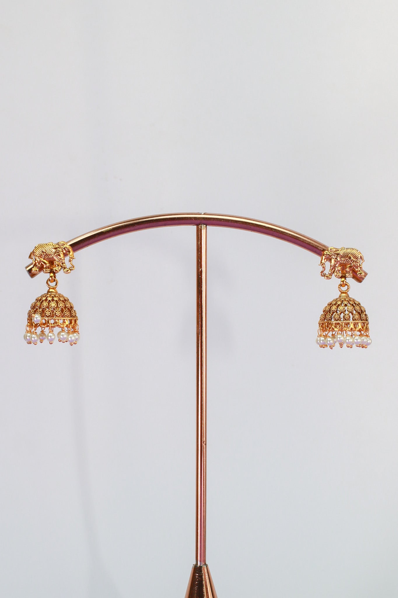 Antique Elephant Temple Pendant Haram with Pearl Tassel