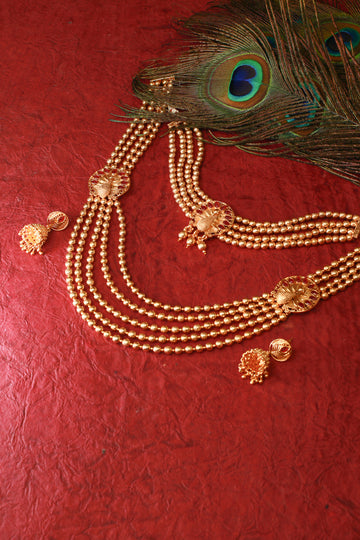 Antique Peacock Medallion Temple Haar Necklace Set