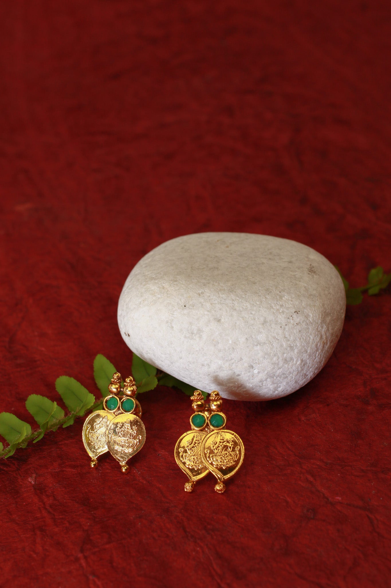 Antique Coin Haram Necklace with Green Accents