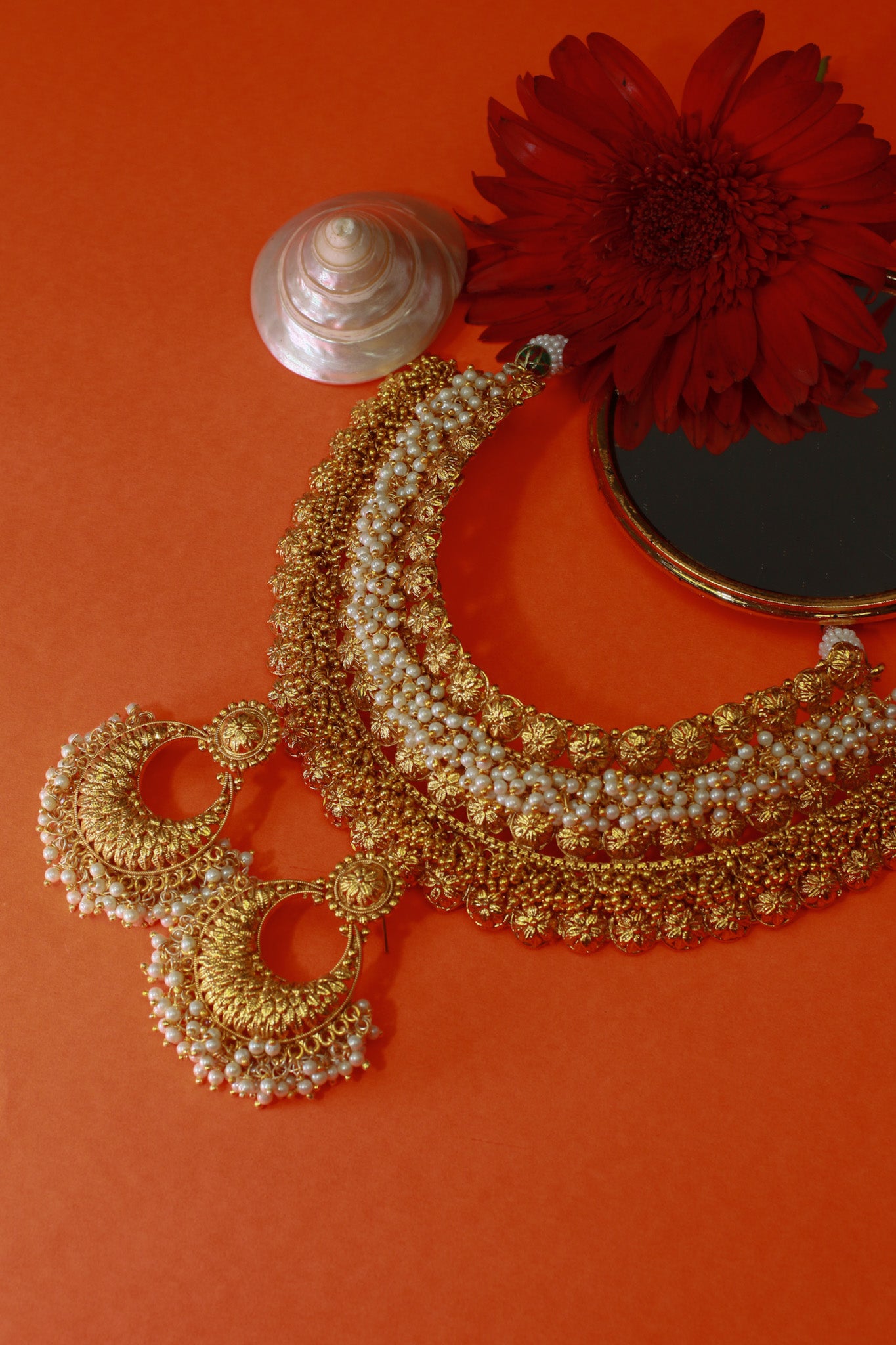 Antique Pearl Layered Temple Necklace