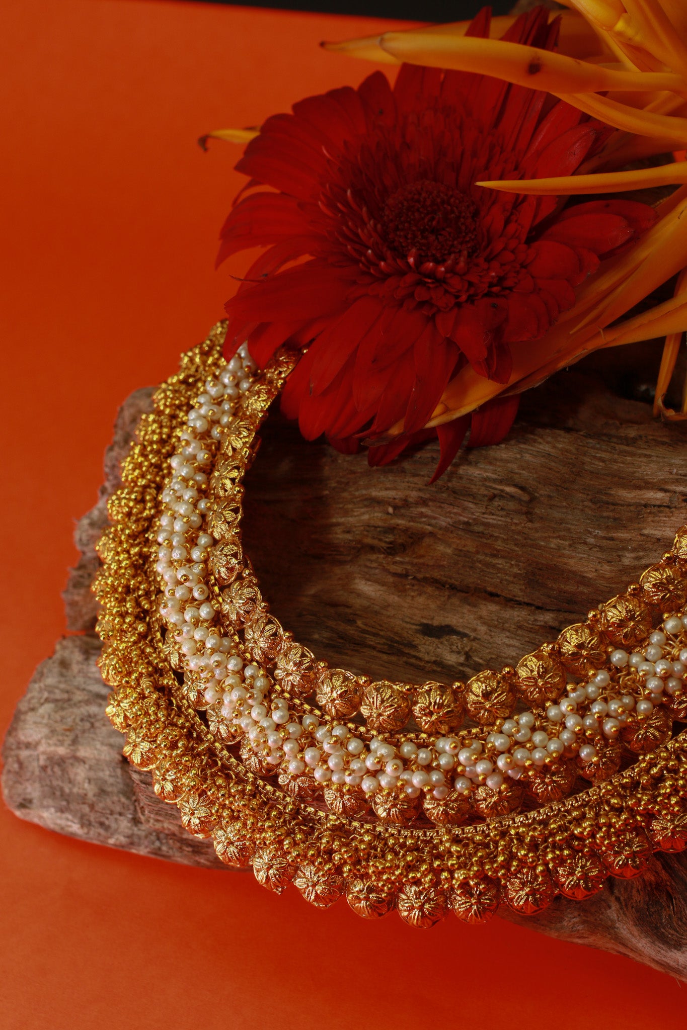 Antique Pearl Layered Temple Necklace