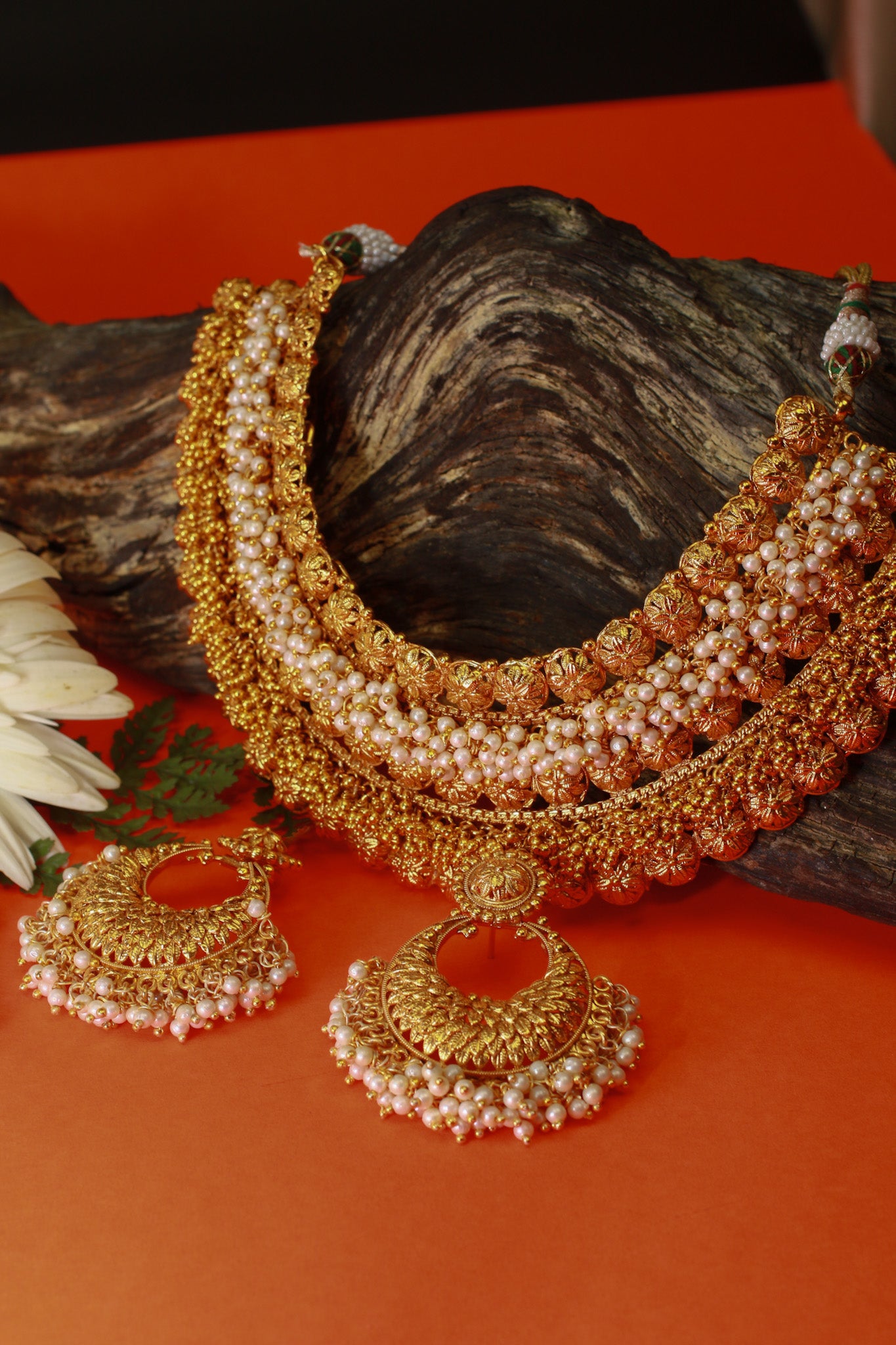 Antique Pearl Layered Temple Necklace