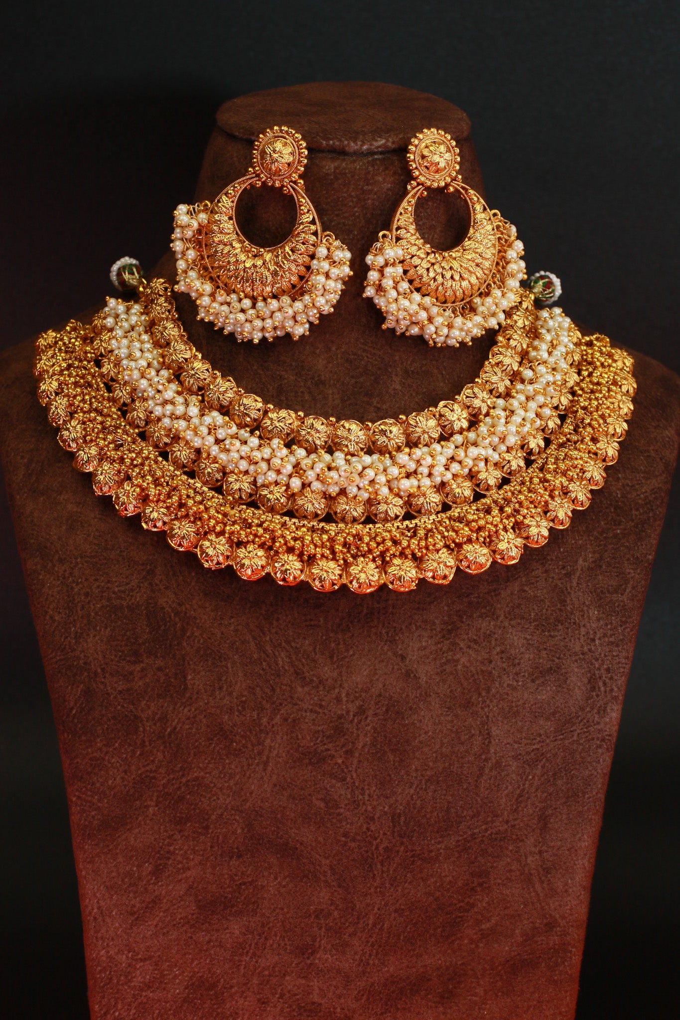 Antique Pearl Layered Temple Necklace