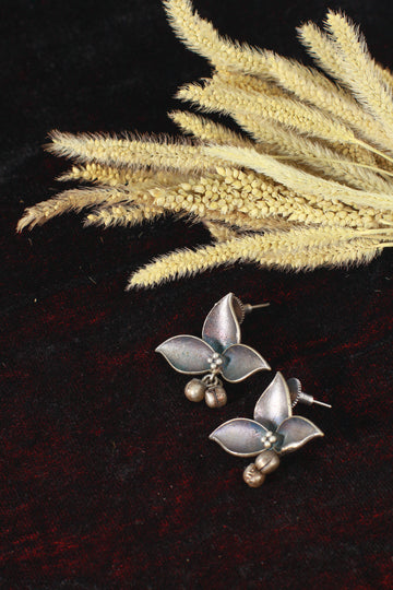 Oxidised German Silver Floral Stud Earrings