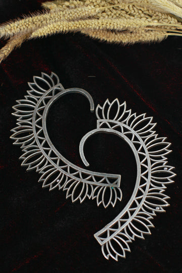 Oxidised German Silver Leaf Plume Ear Cuff