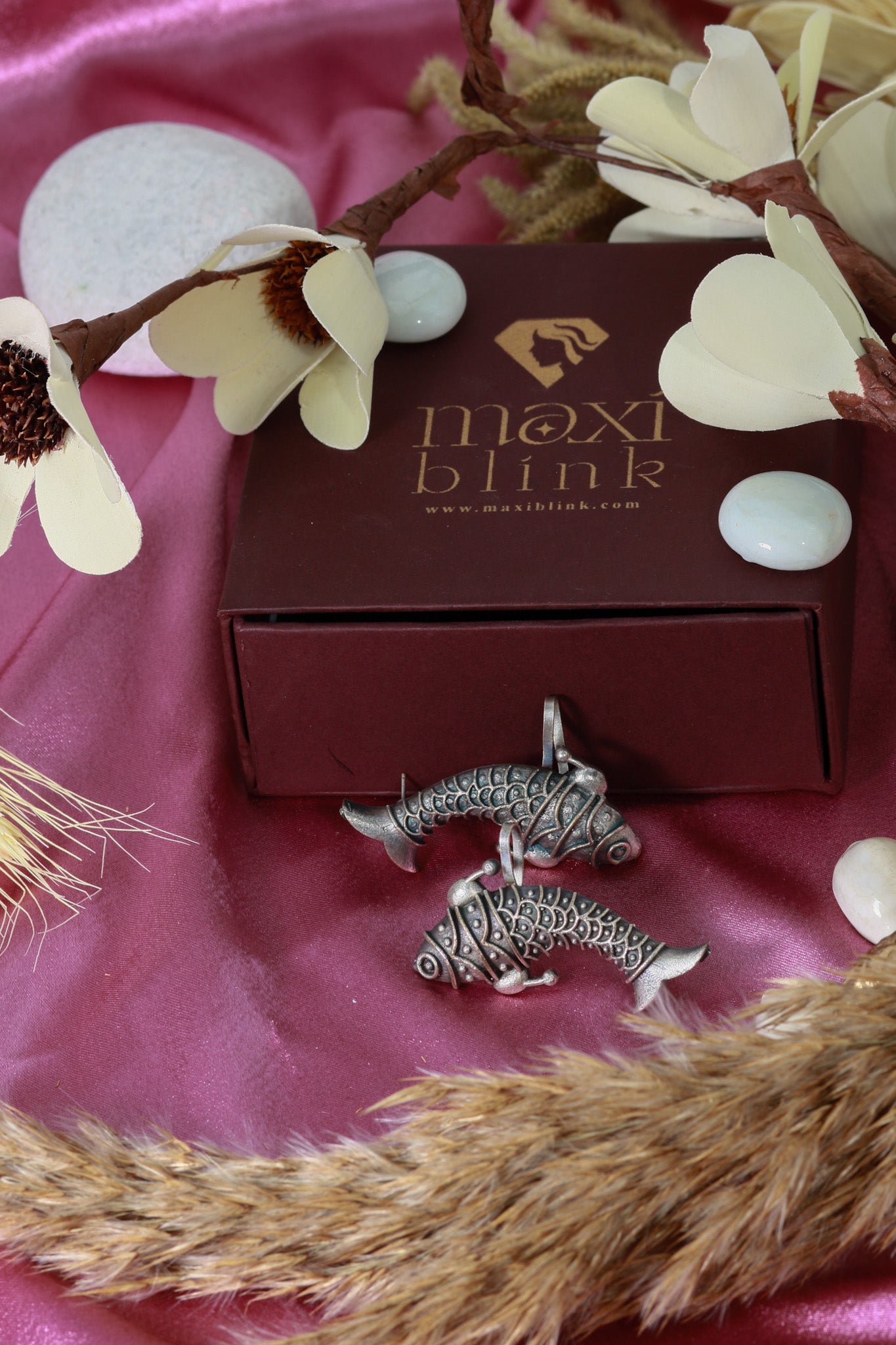 Oxidised German Silver Fish Earrings – Large Statement Dangler