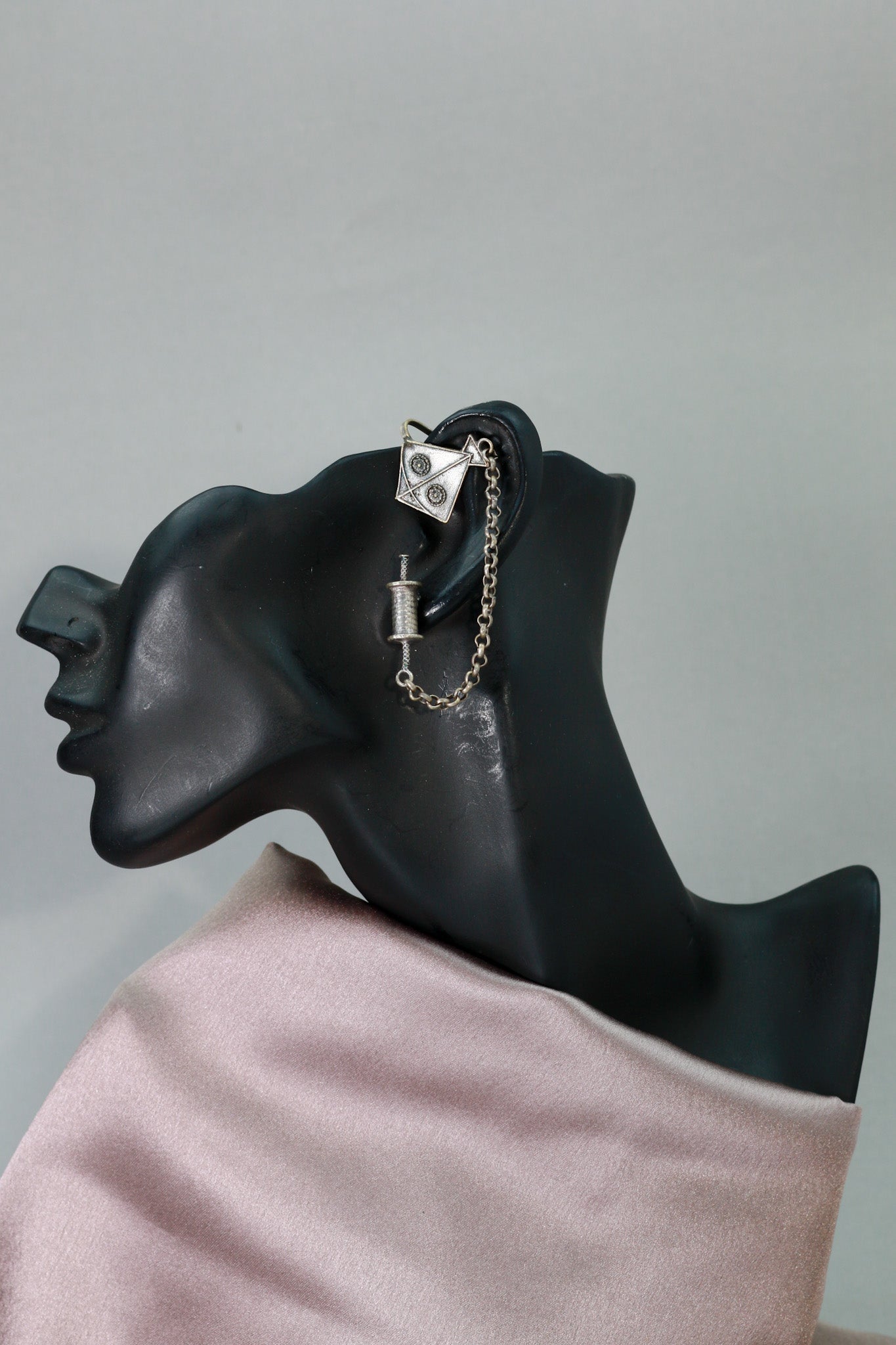 Oxidised German Silver Chain Hanging Earrings