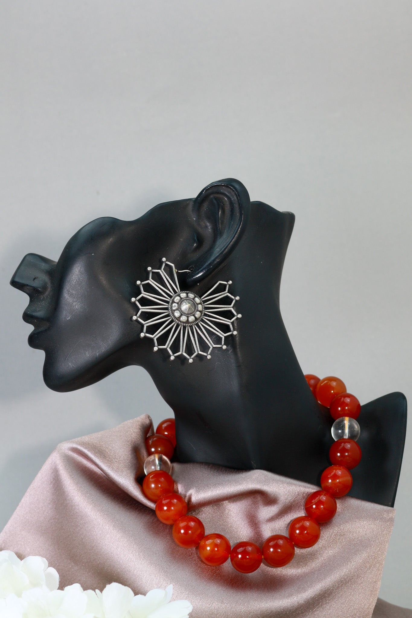 Oxidised German Silver Sunburst Statement Earrings