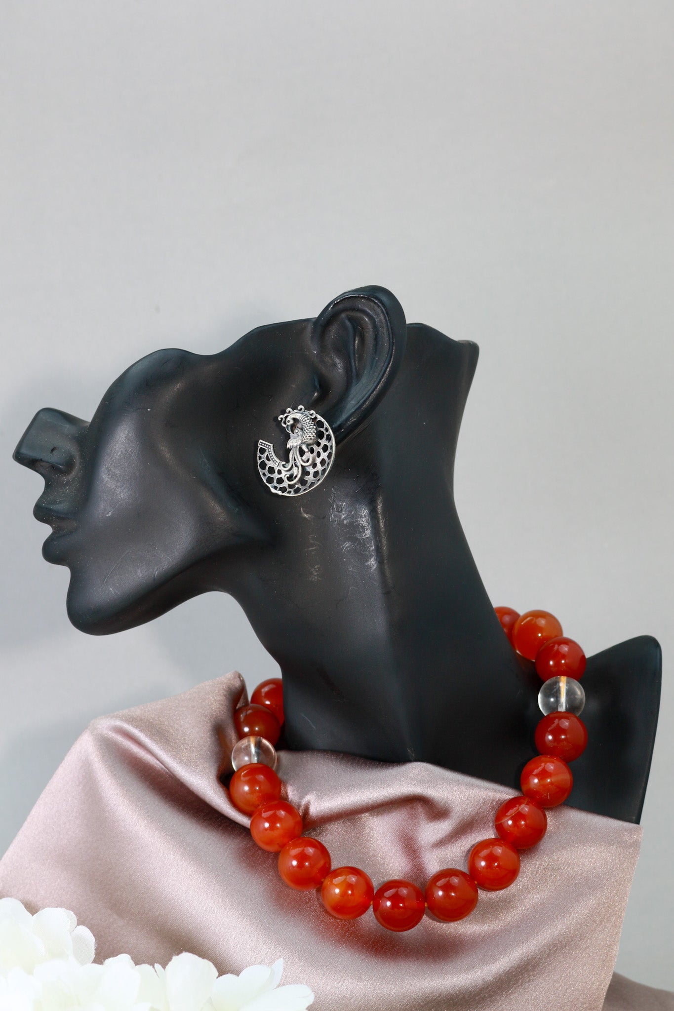 Oxidised German Silver Peacock Cutwork Hoop Earrings – Tribal Dangler