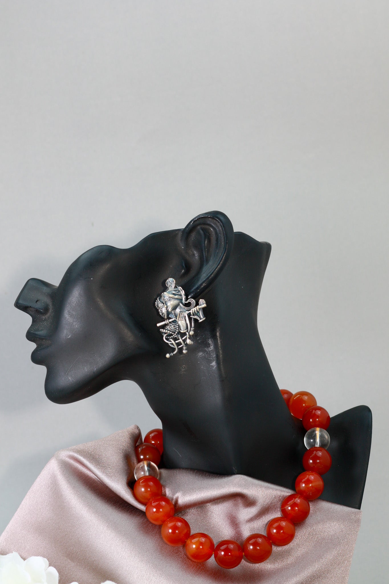 Oxidised German Silver Radha Krishna Stud Earrings