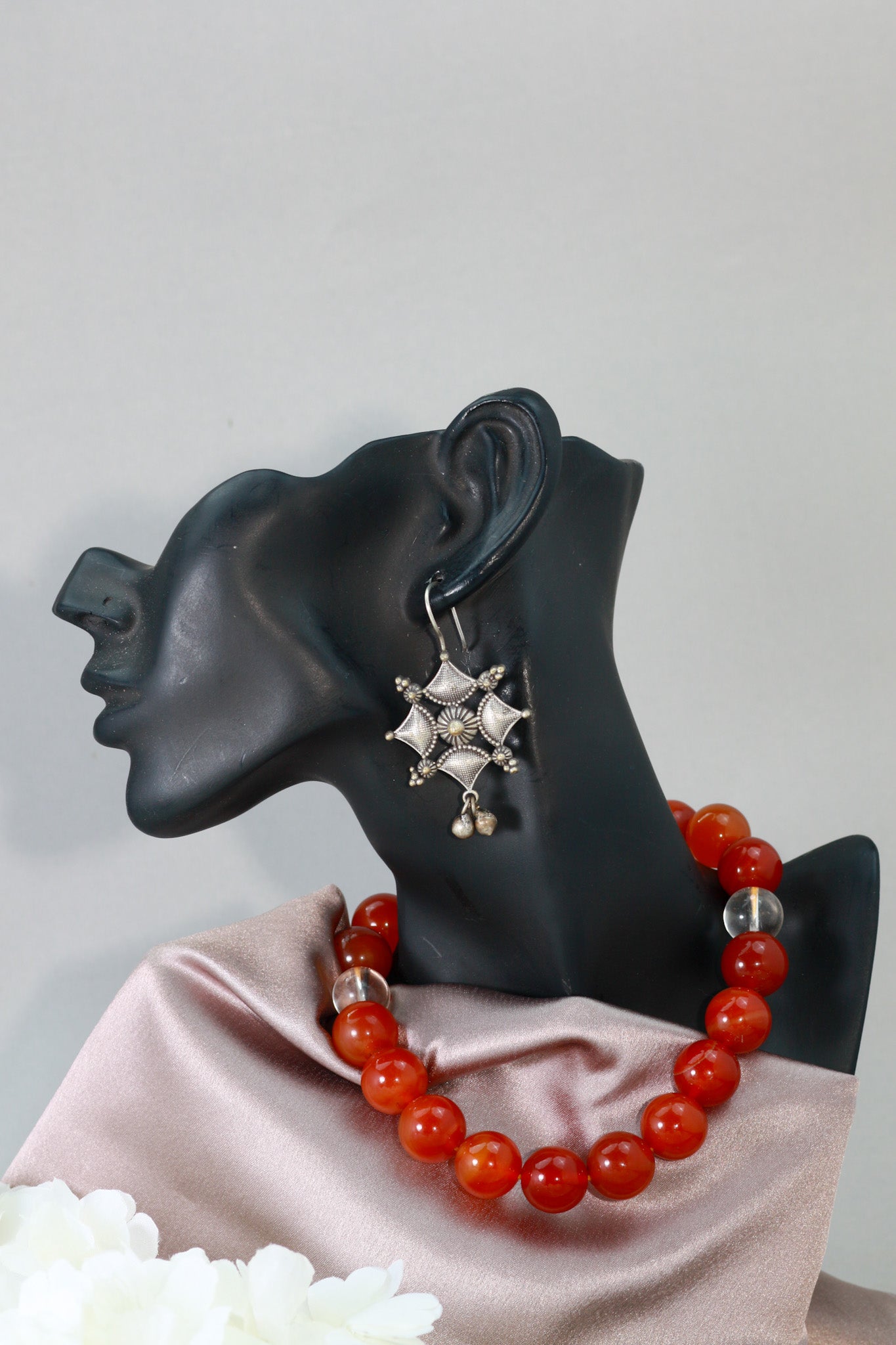 Oxidised German Silver Six-Point Tribal Drop Earrings