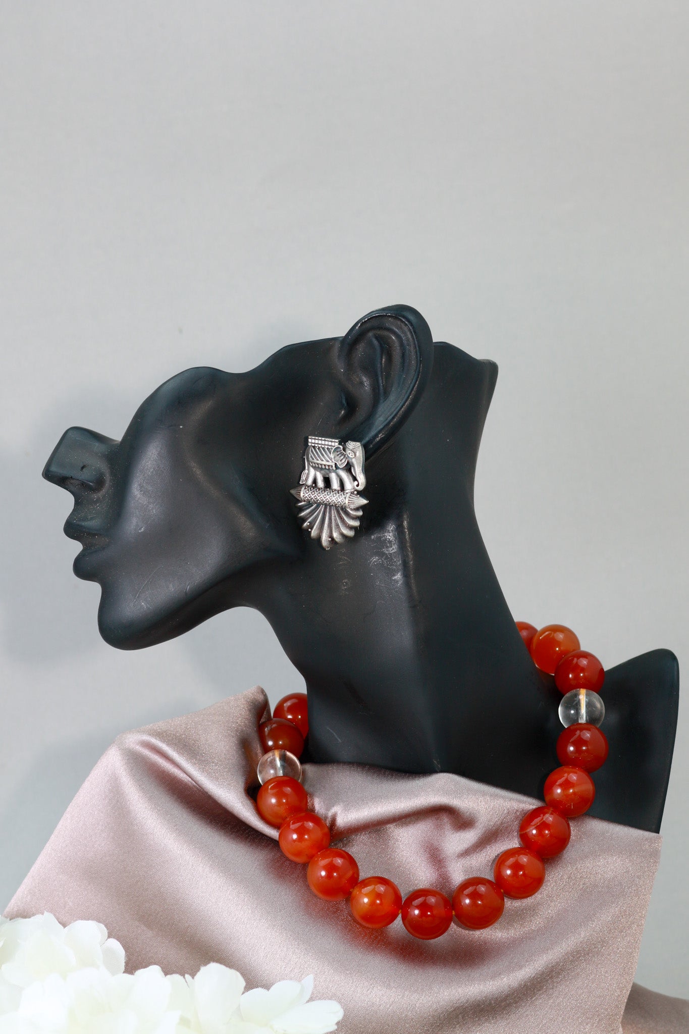 Oxidised German Silver Elephant Statement Stud Earrings