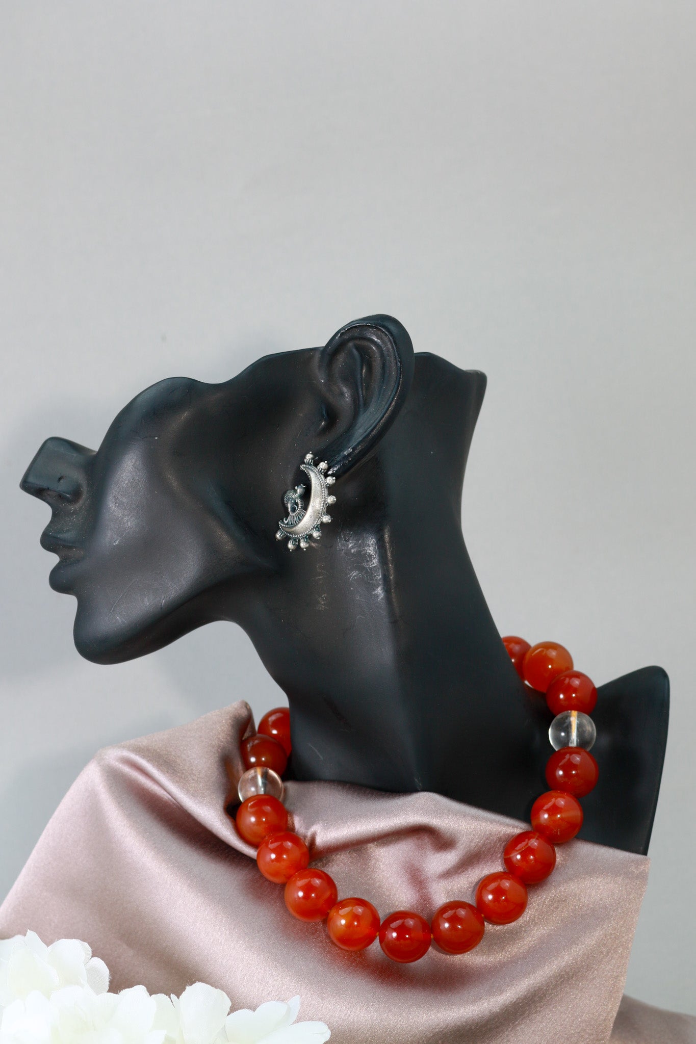 Oxidised German Silver Peacock Hoop Earrings