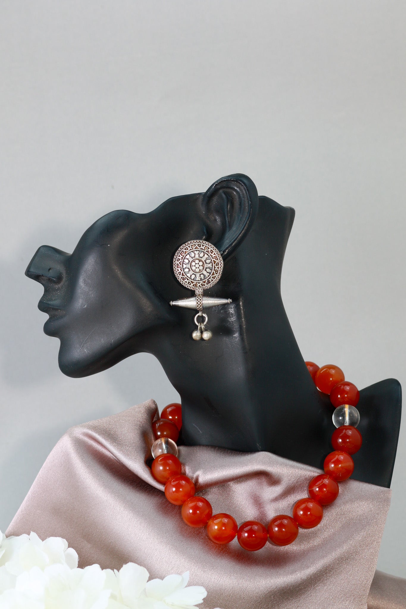 Oxidised German Silver Tribal Disc Stud Earrings