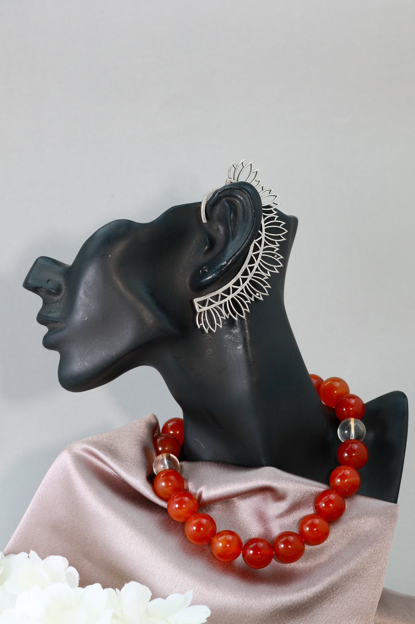 Oxidised German Silver Leaf Plume Ear Cuff