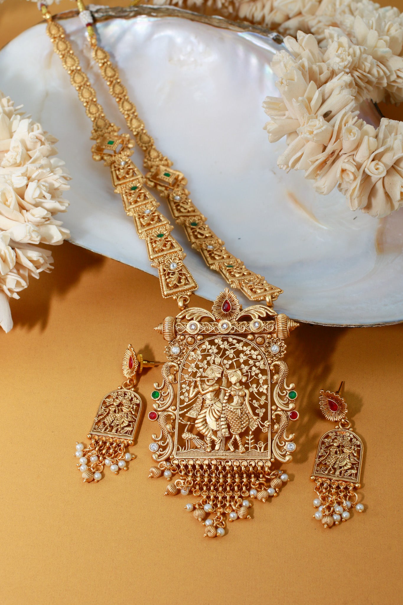 Antique Krishna Radha Long Haram