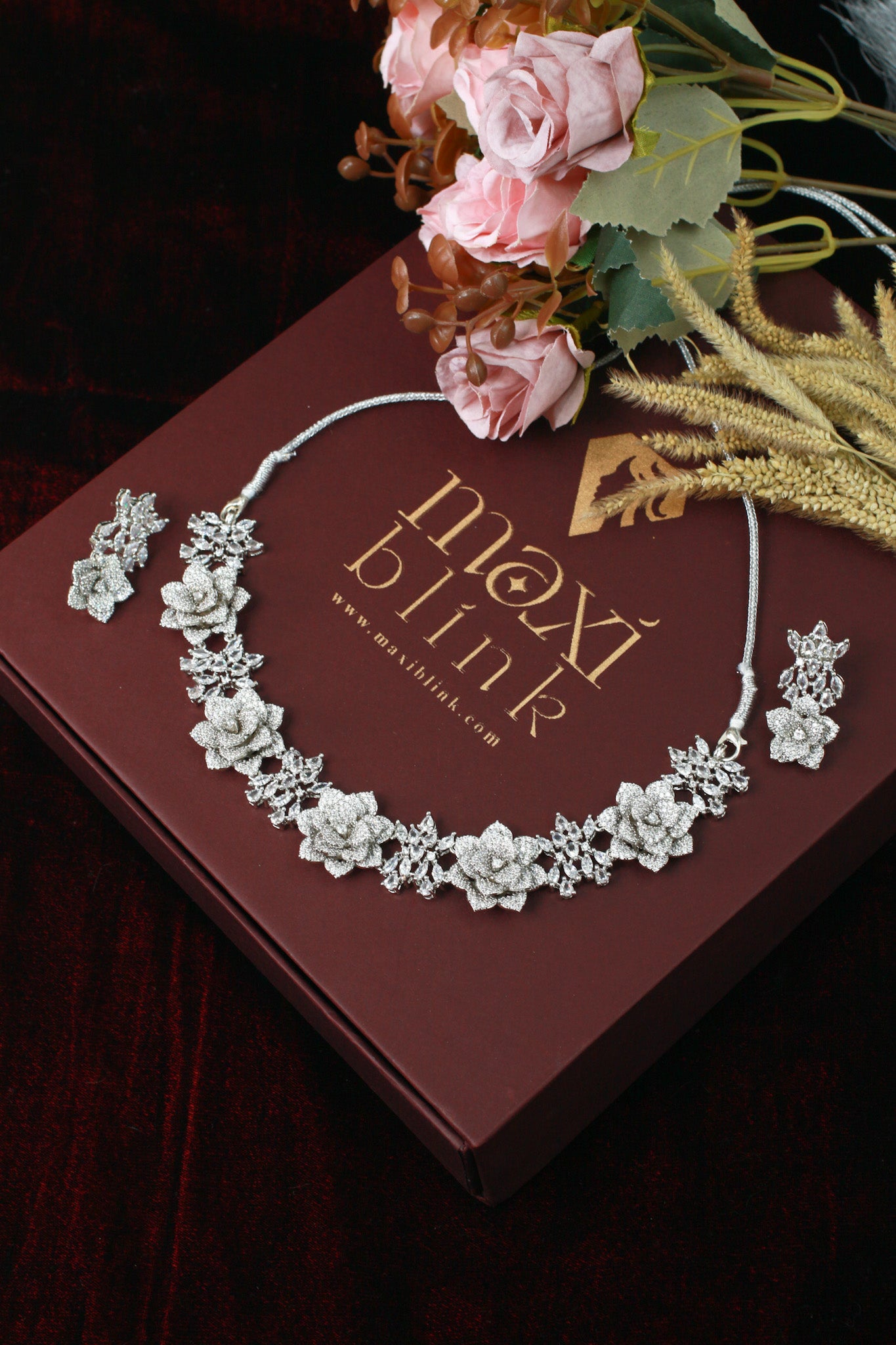 Floral Diamond Finish AD Necklace