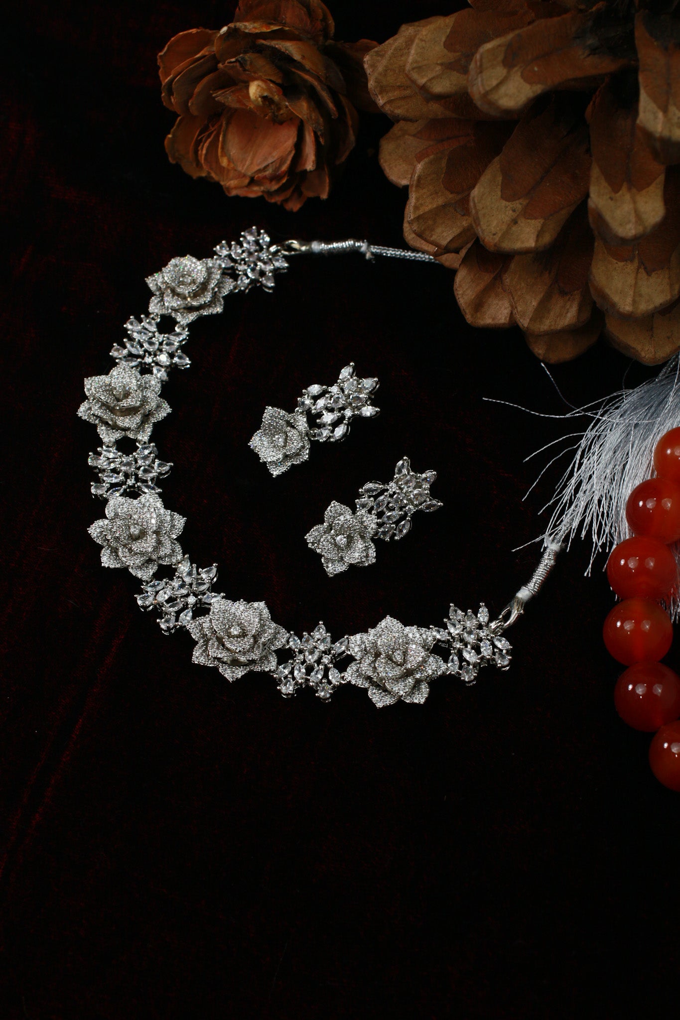 Floral Diamond Finish AD Necklace