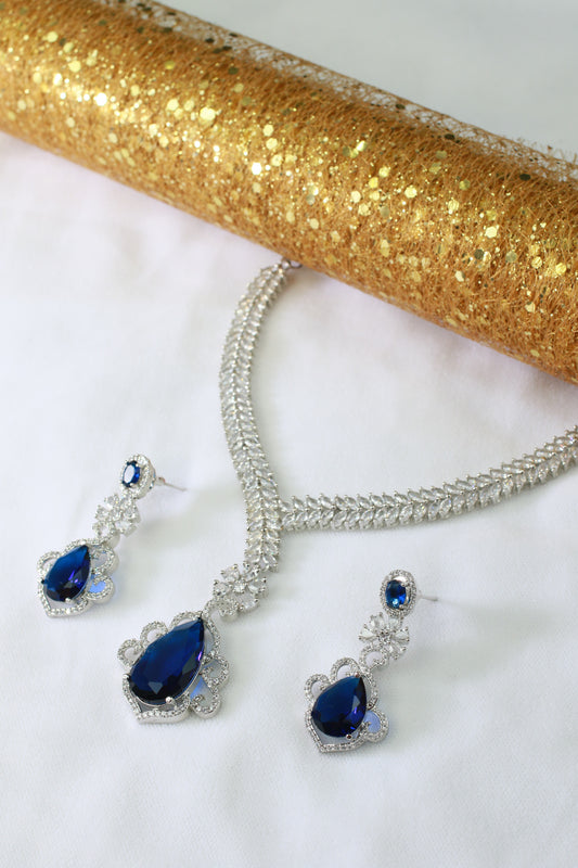 Blue Stone AD Necklace Set