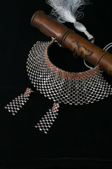 Antique Silver-Tone Designer Collar Necklace