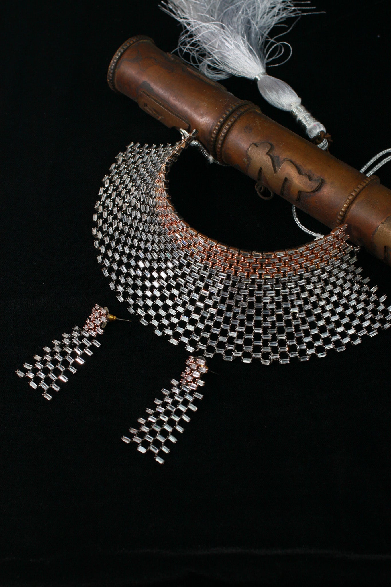 Antique Silver-Tone Designer Collar Necklace