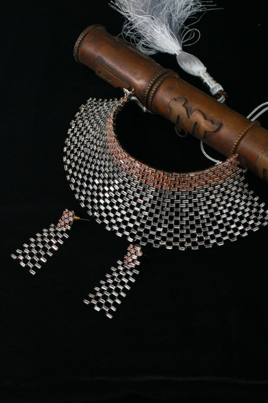 Antique Silver-Tone Designer Collar Necklace