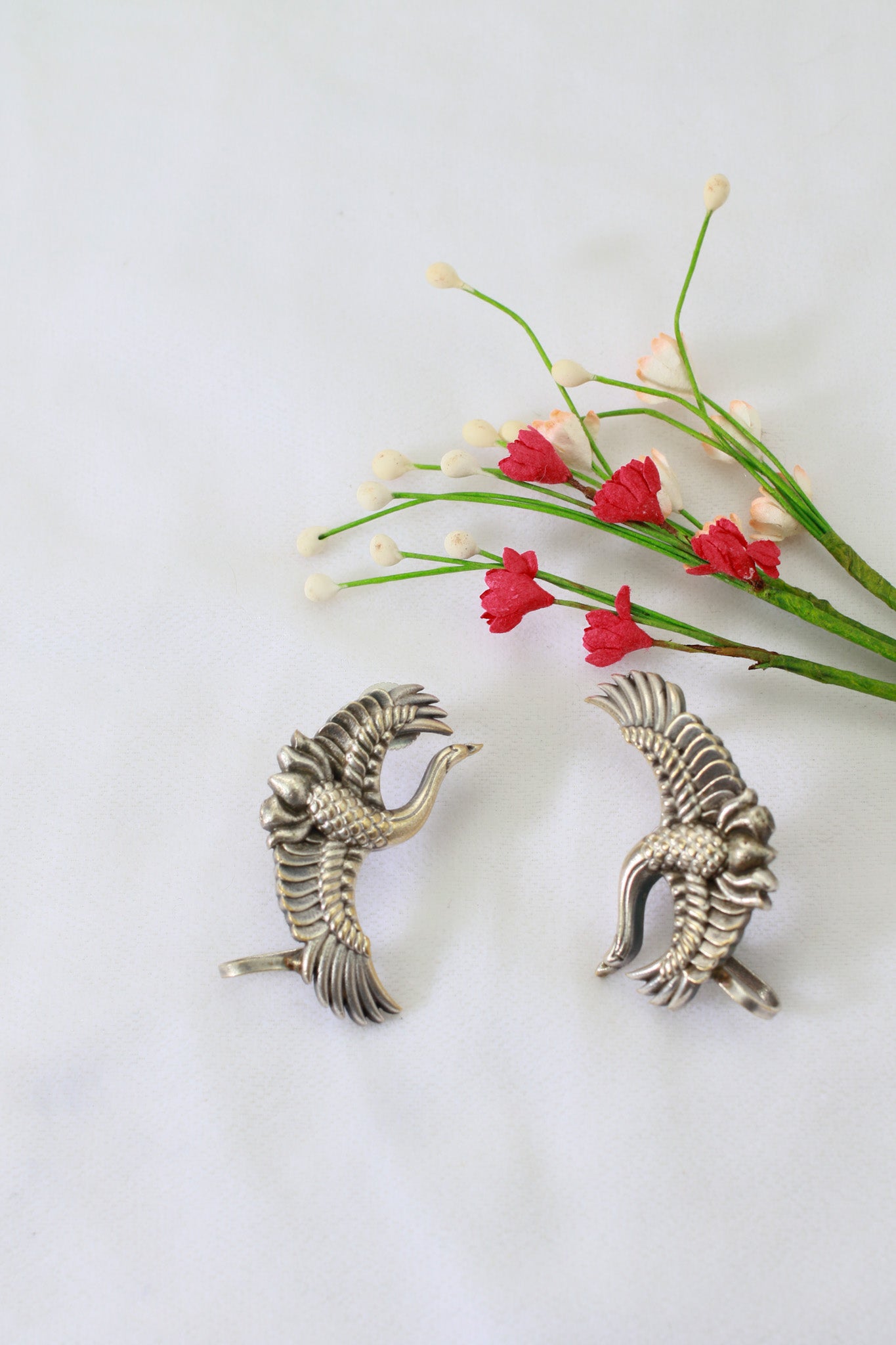 Oxidised German Silver Bird Wing Earrings – Antique Silver Finish