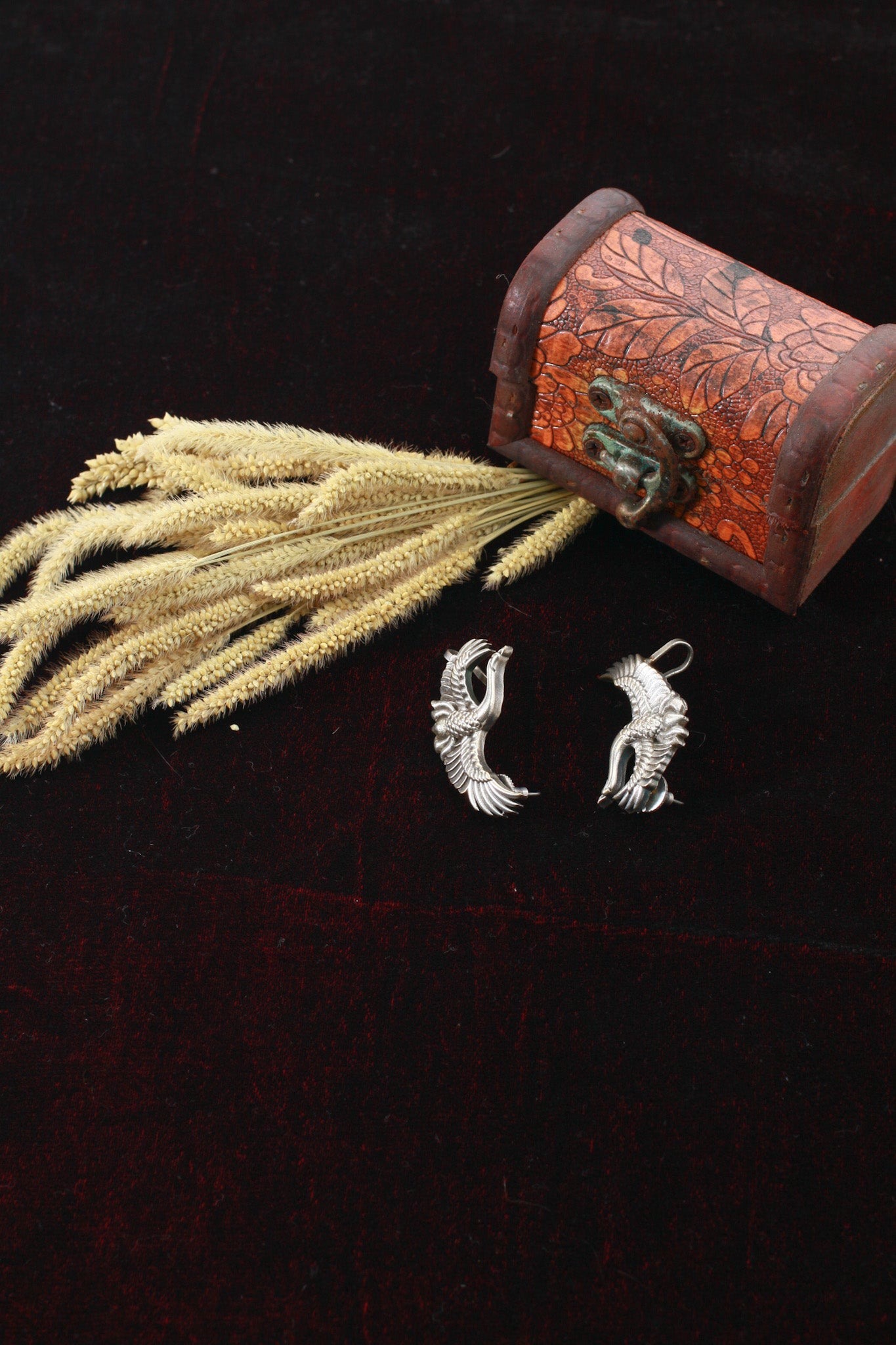 Oxidised German Silver Bird Wing Earrings – Antique Silver Finish