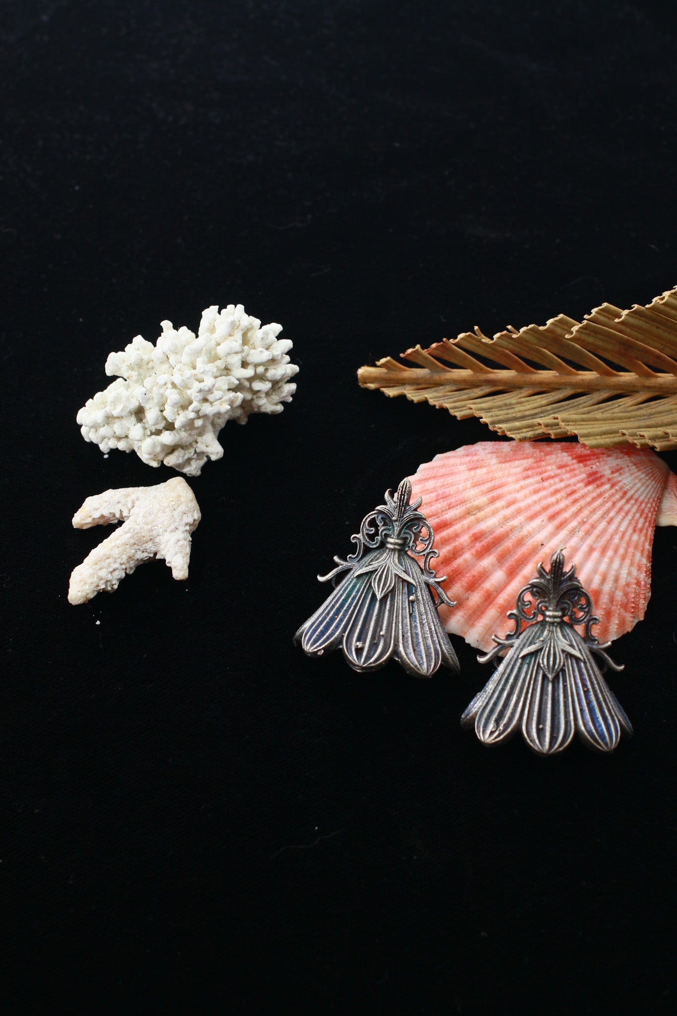 Floral Petal Oxidised German Silver Earrings | Vintage Ethnic Statement Earrings