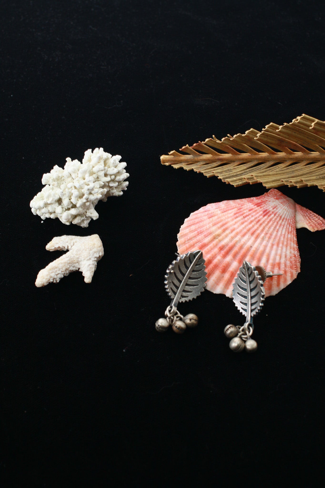 Leaf Dangling Oxidised German Silver Earrings | Antique Finish Ethnic Earrings