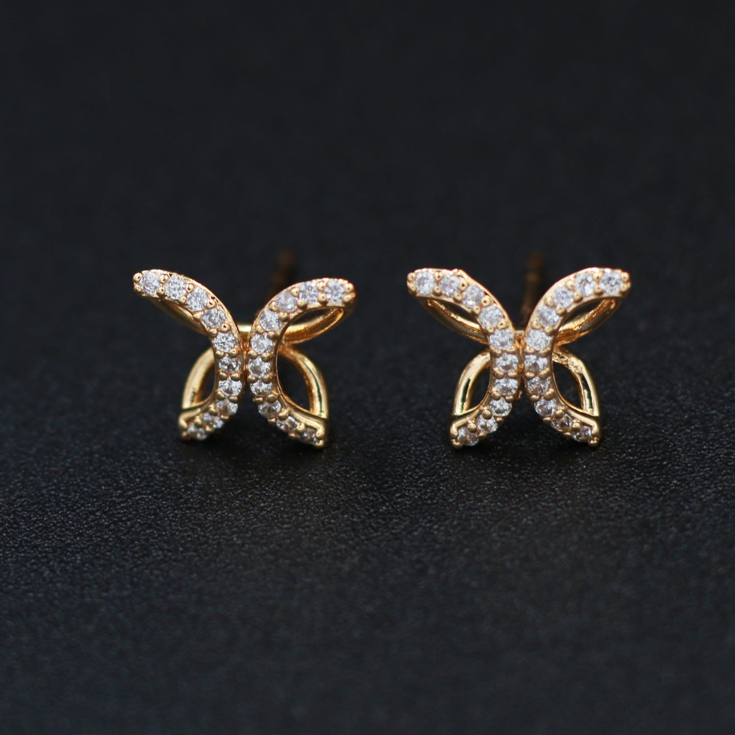 Butterfly Motif Stud Earrings in Gold
