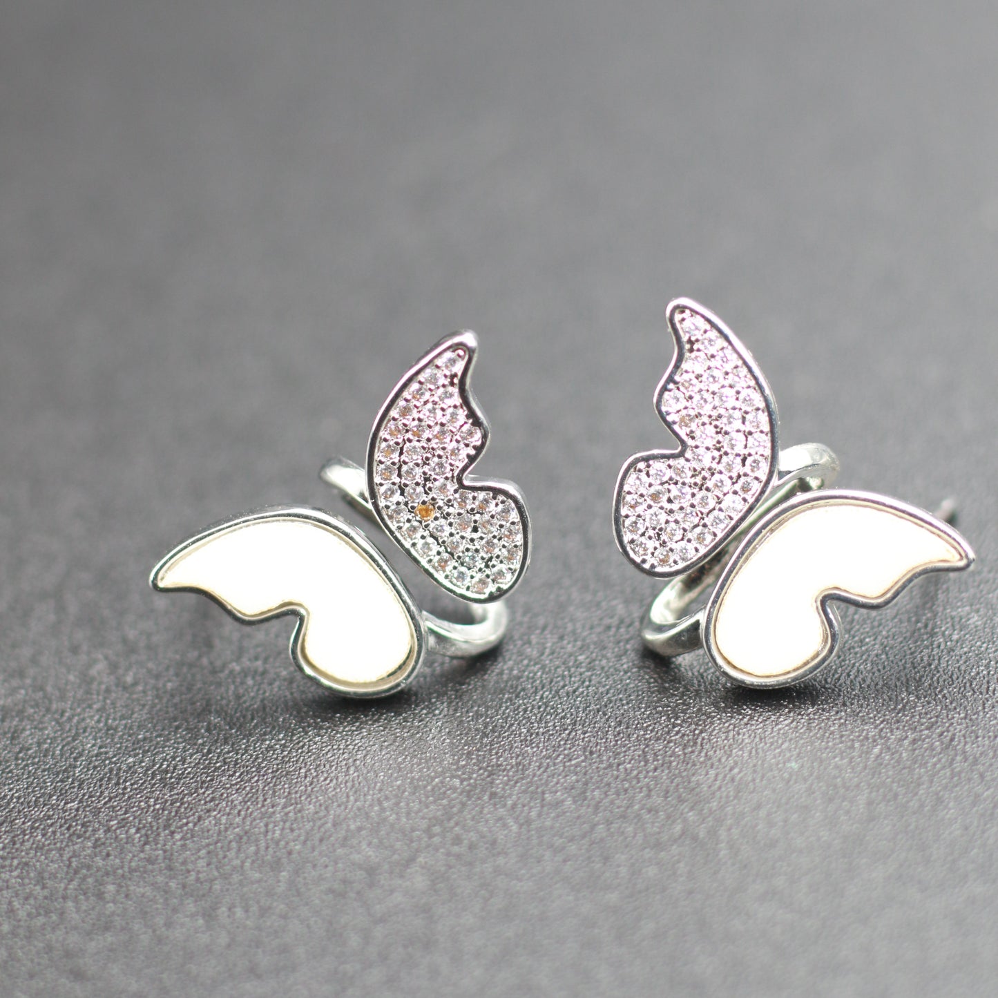 Angel Wings Heart Stud Earrings