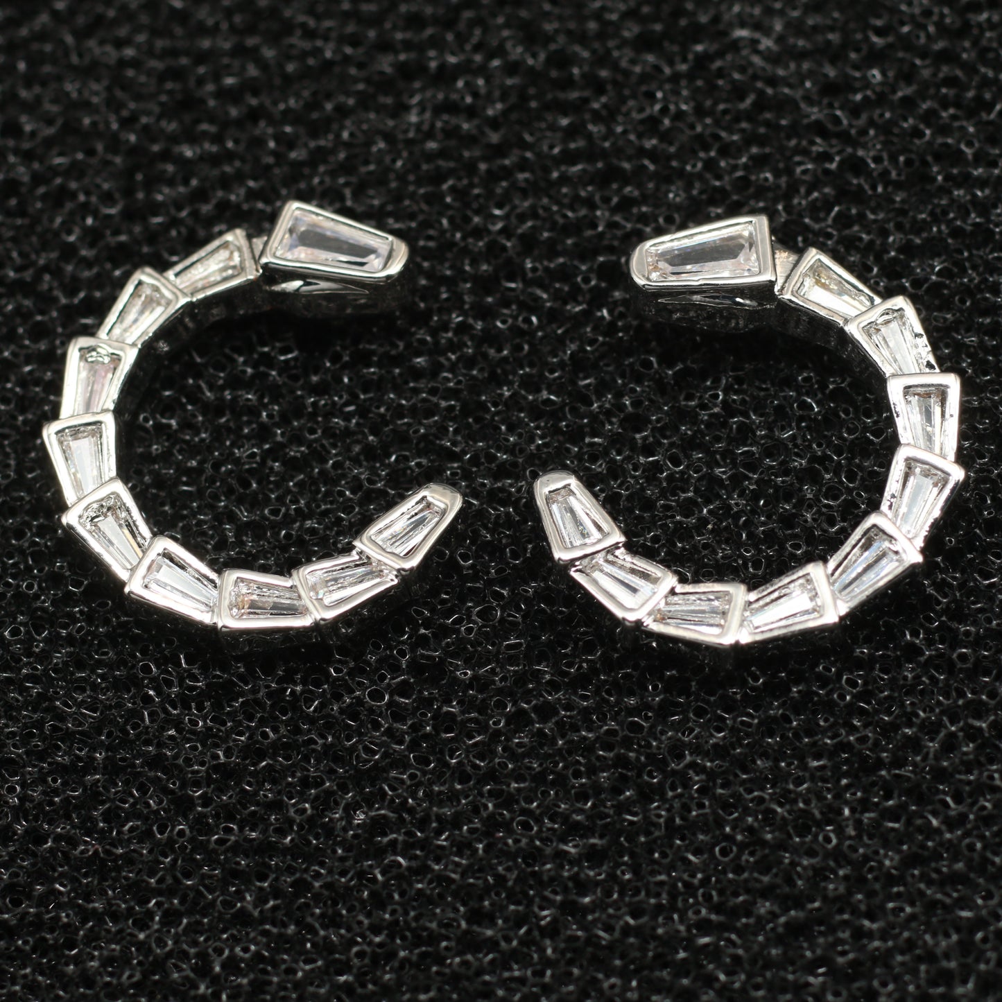 Semi-Hoop Crystal Segment Earrings