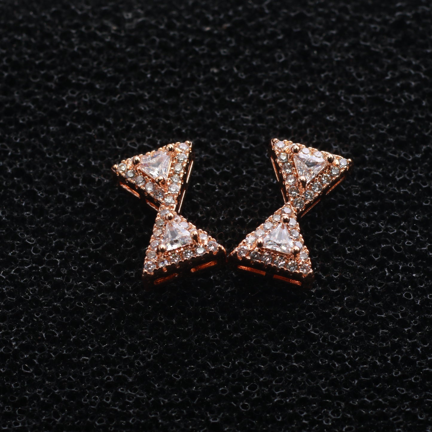 Triangle Gem Bow Stud Earrings