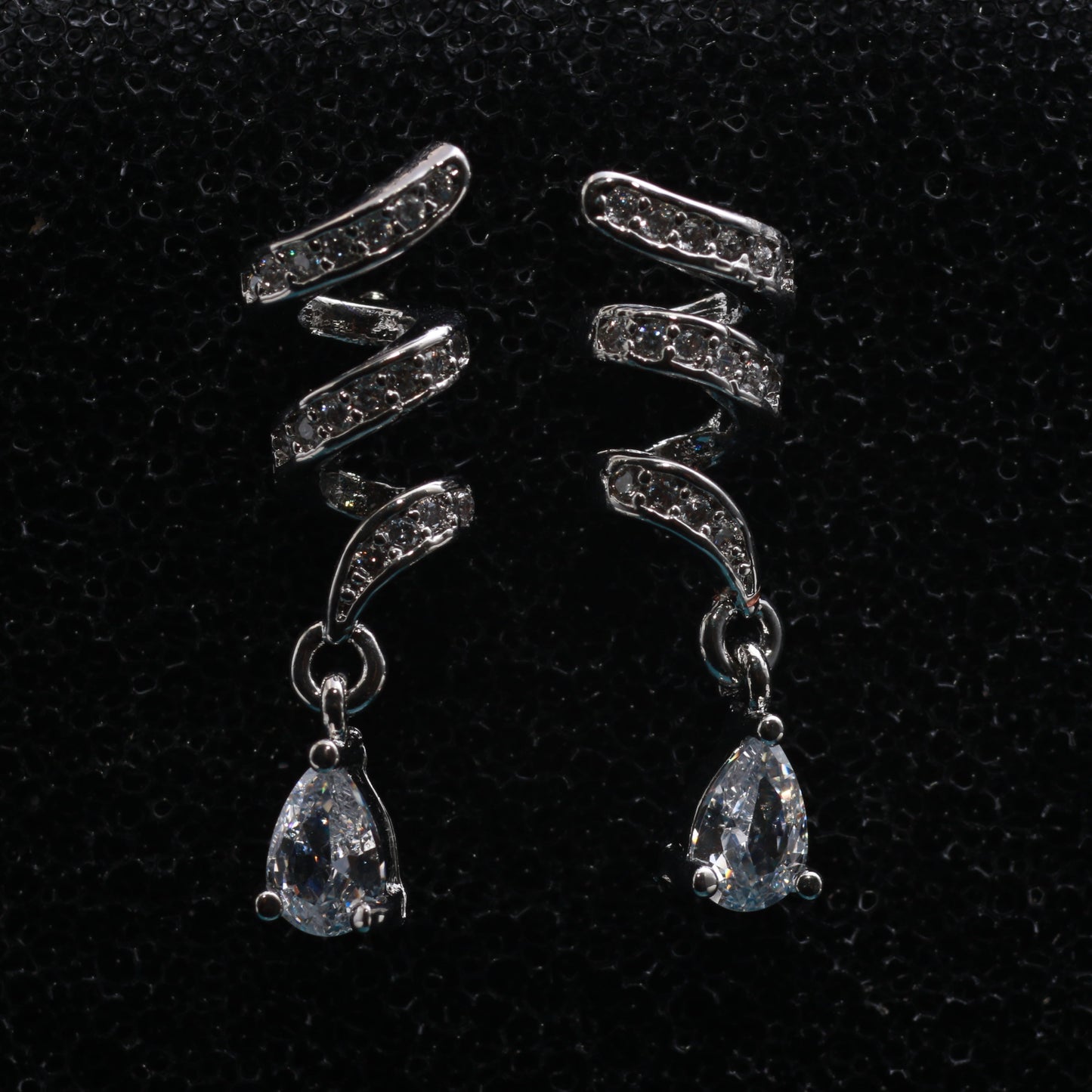 Spiral Diamond Drop Earrings