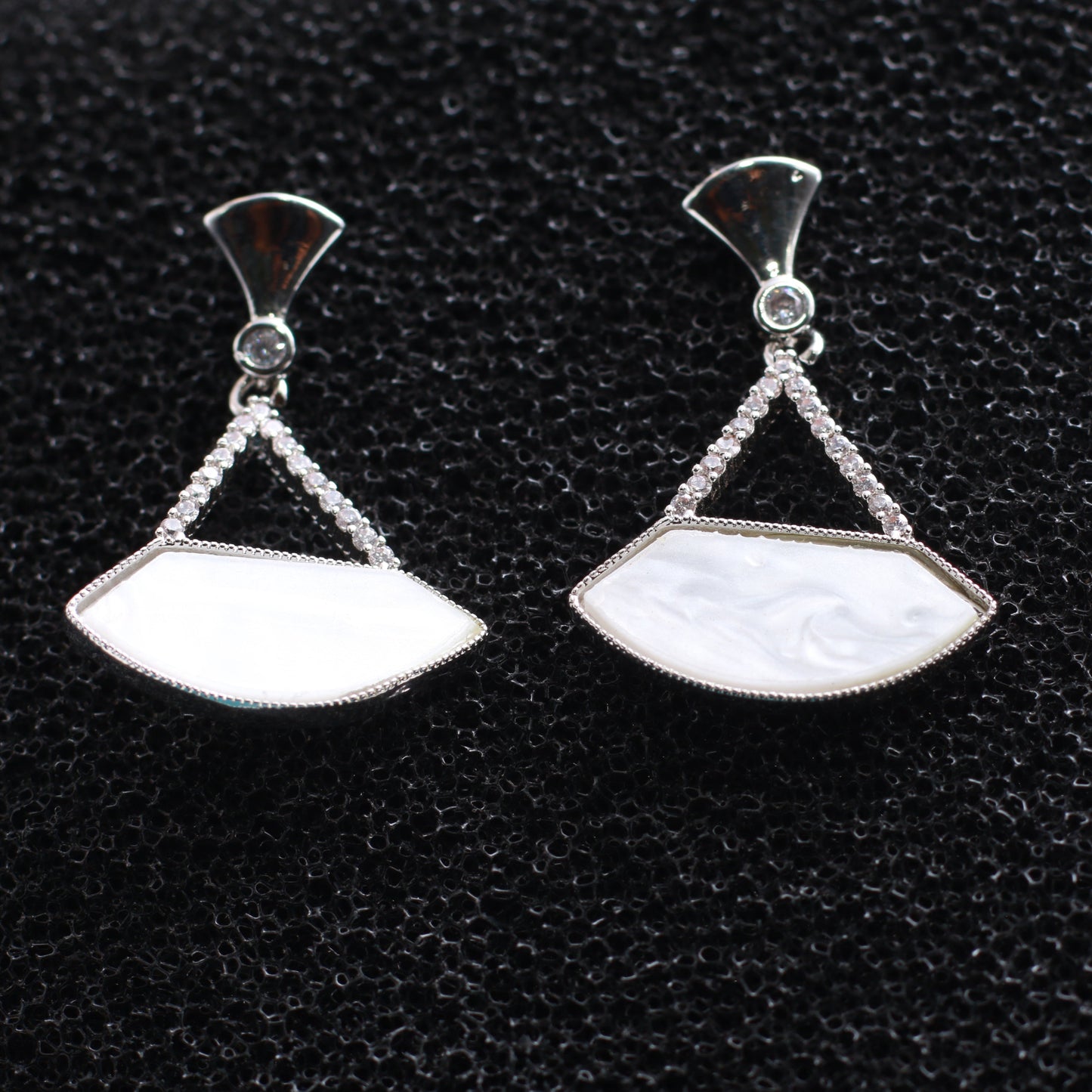 Geometric White Stone Drop Earrings