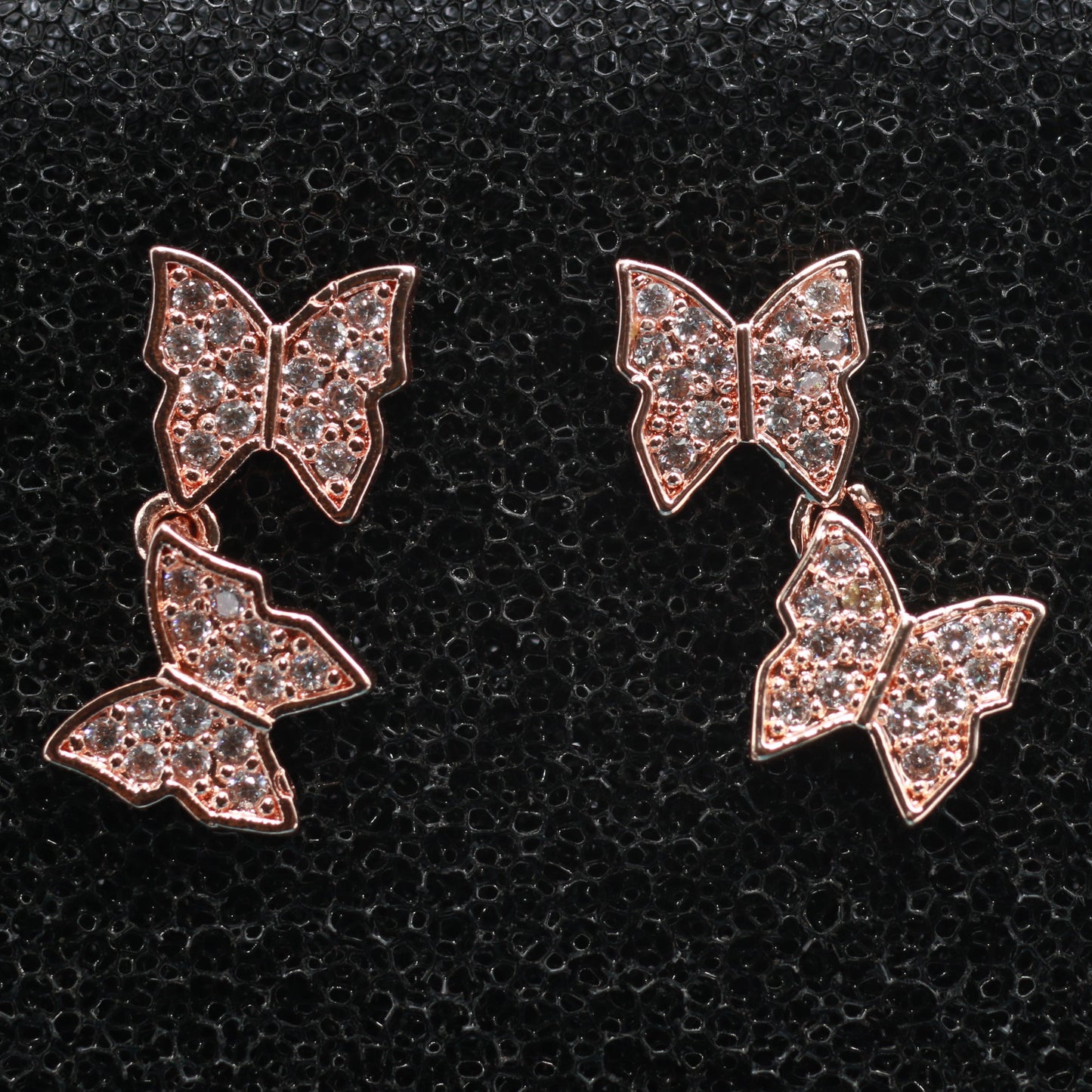 Double Butterfly Drop Earrings
