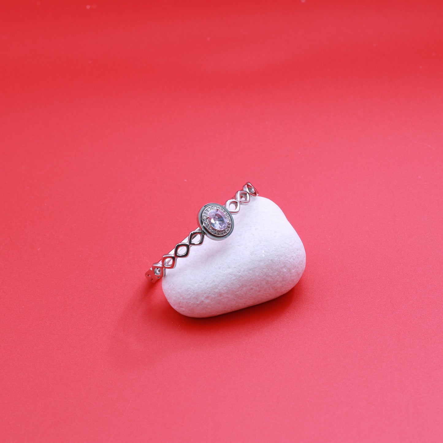 Crystal Halo Silver Bracelet