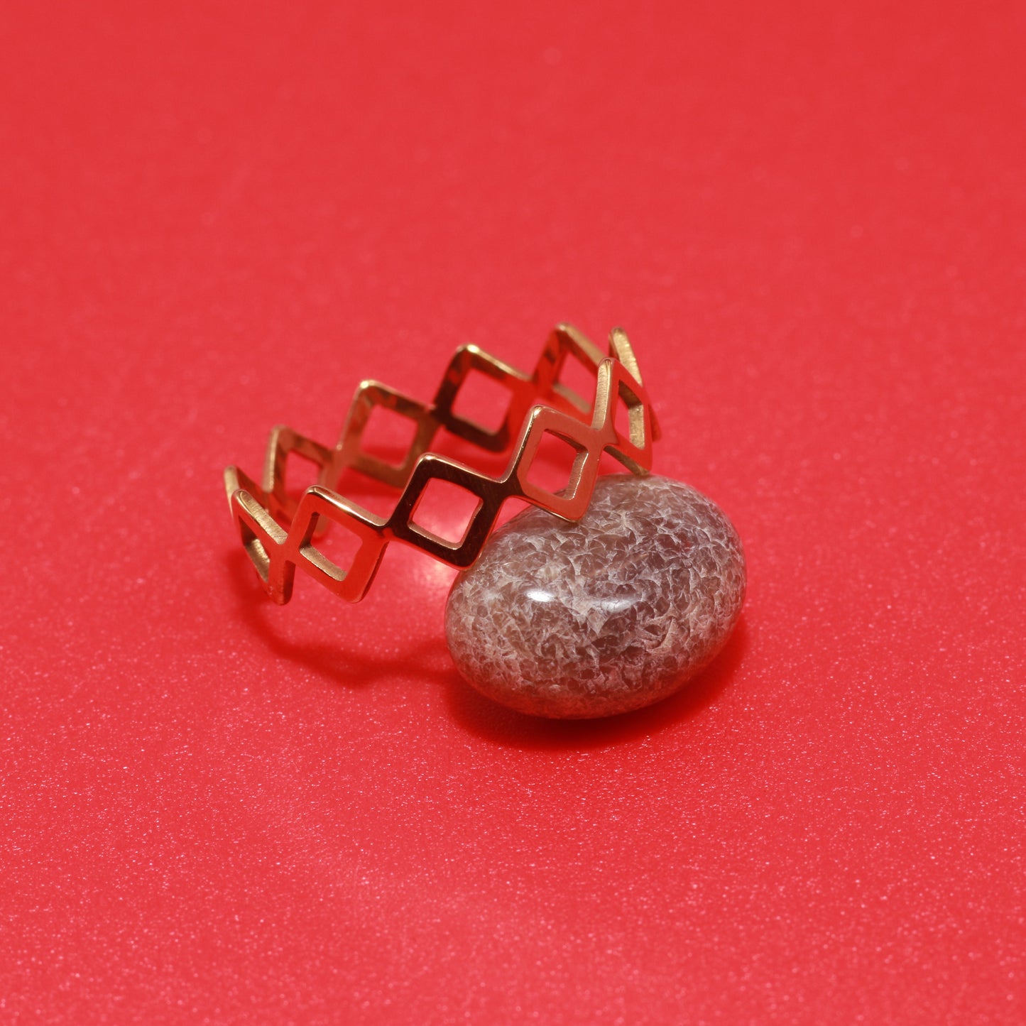 Diamond Cut Geometric Gold Ring