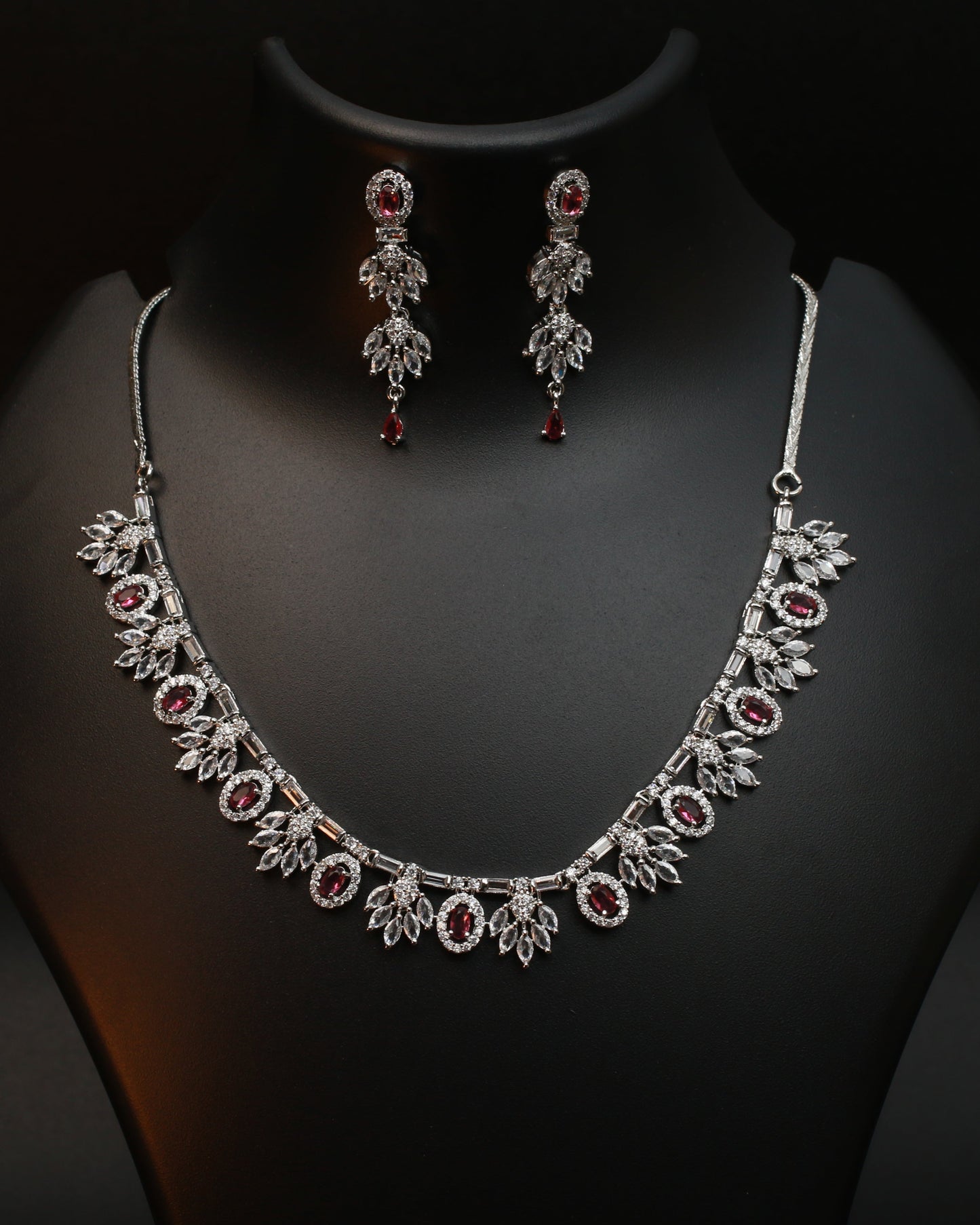 Ruby Floral Sparkle Necklace Set