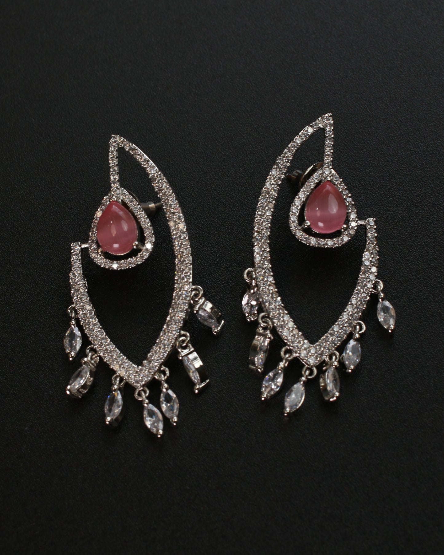 Modern Dangle Earrings with Pink Gemstones