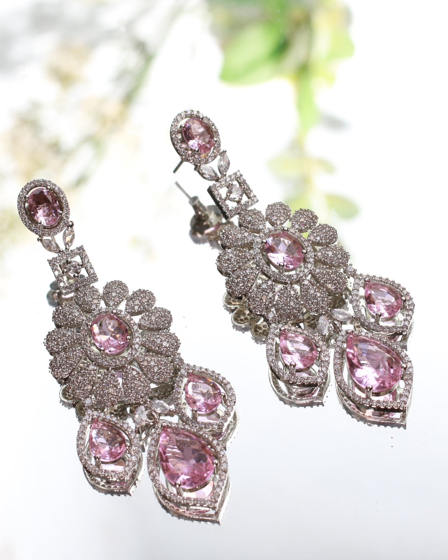 Lavender Dangle Cluster Earrings