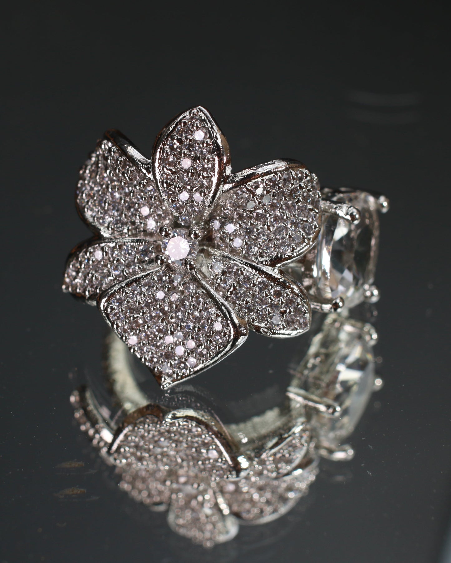 Butterfly Silver Ring with CZ Embellishments