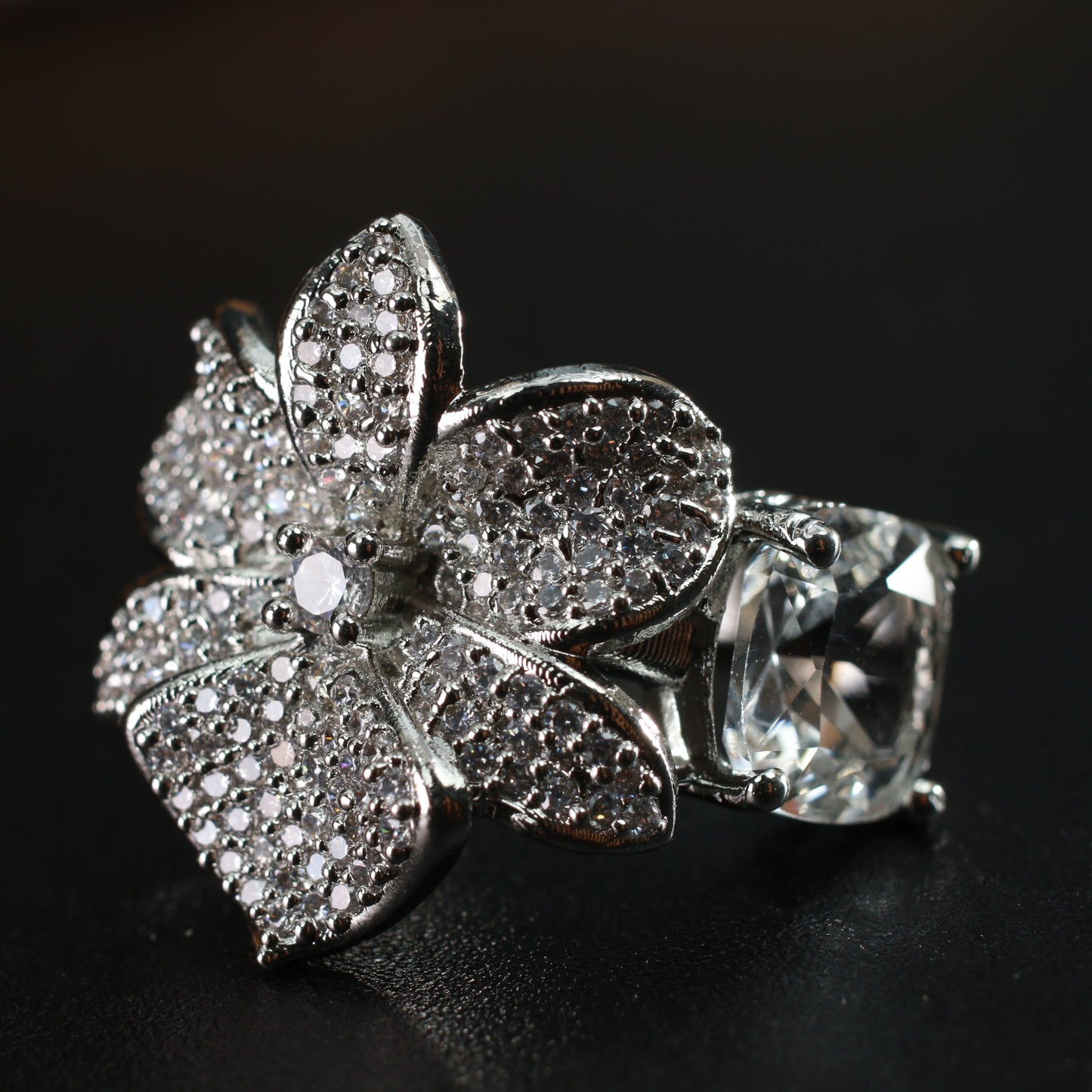 Butterfly Silver Ring with CZ Embellishments
