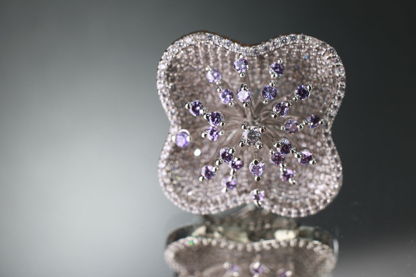 Lavender Sparkle Bloom Finger Ring