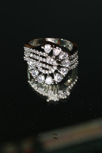 Fan-Shaped CZ Cocktail Ring