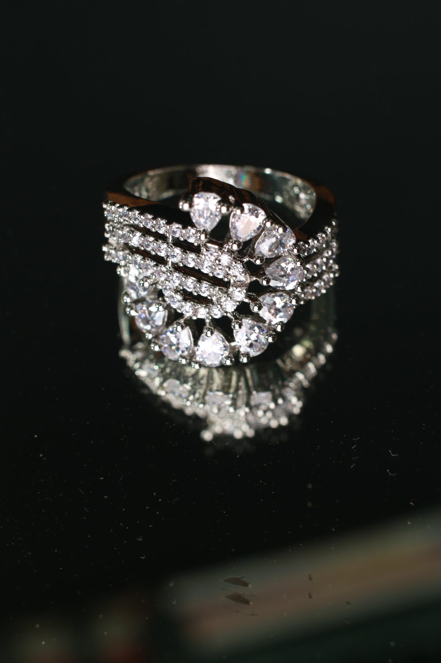 Fan-Shaped CZ Cocktail Ring